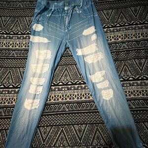 Distressed Blue denim leggings